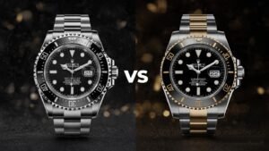 Rolex Sea-Dweller 126600 showing the helium escape valve at 9 o’clock, a key feature for deep-sea diving not found on the Submariner.