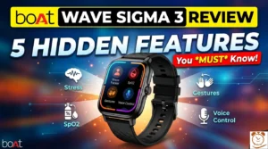 Runner wearing the boAt Wave Sigma 3 Smartwatch while checking heart rate and sports mode stats.